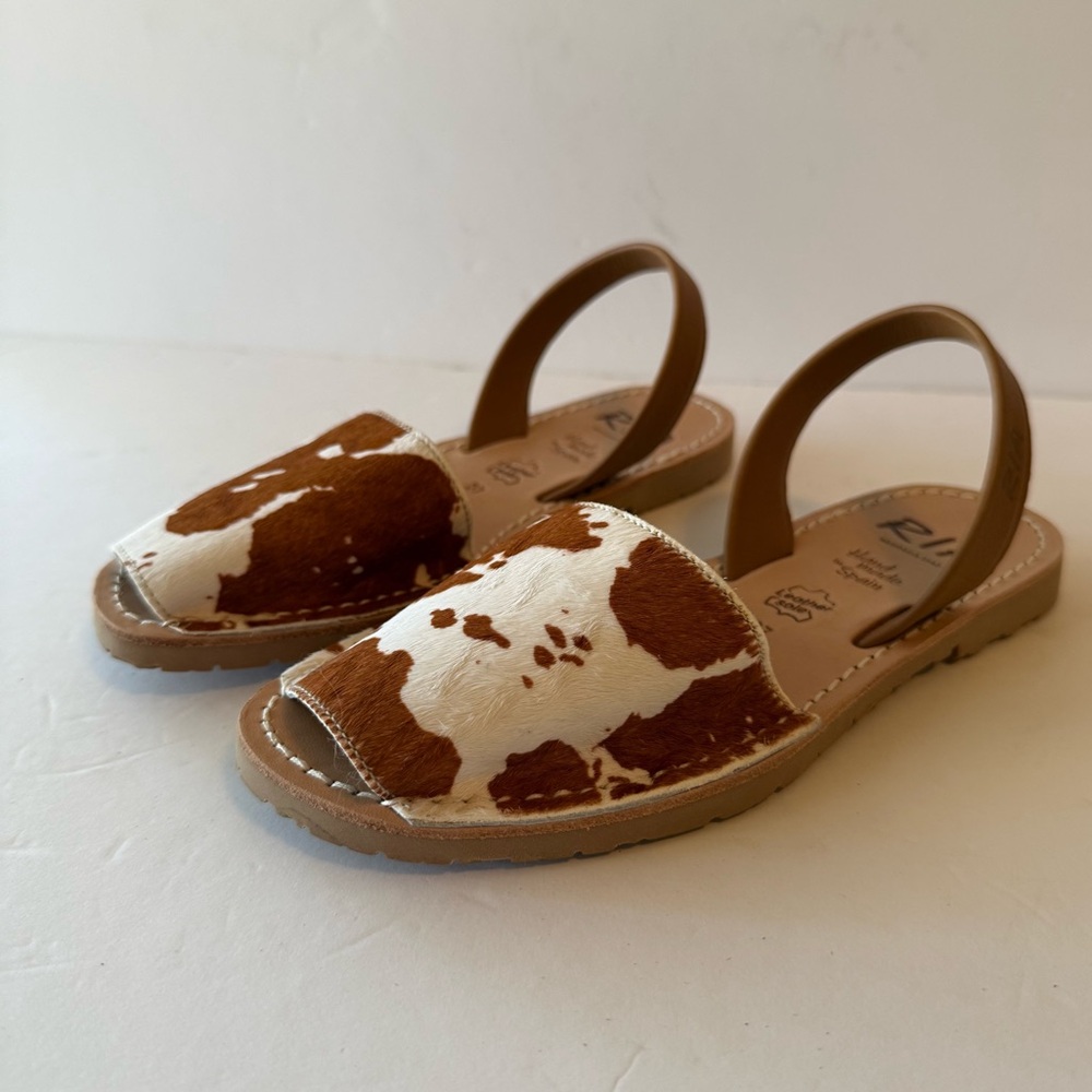 Cow Print Leather Sandals By RIA Size 37
